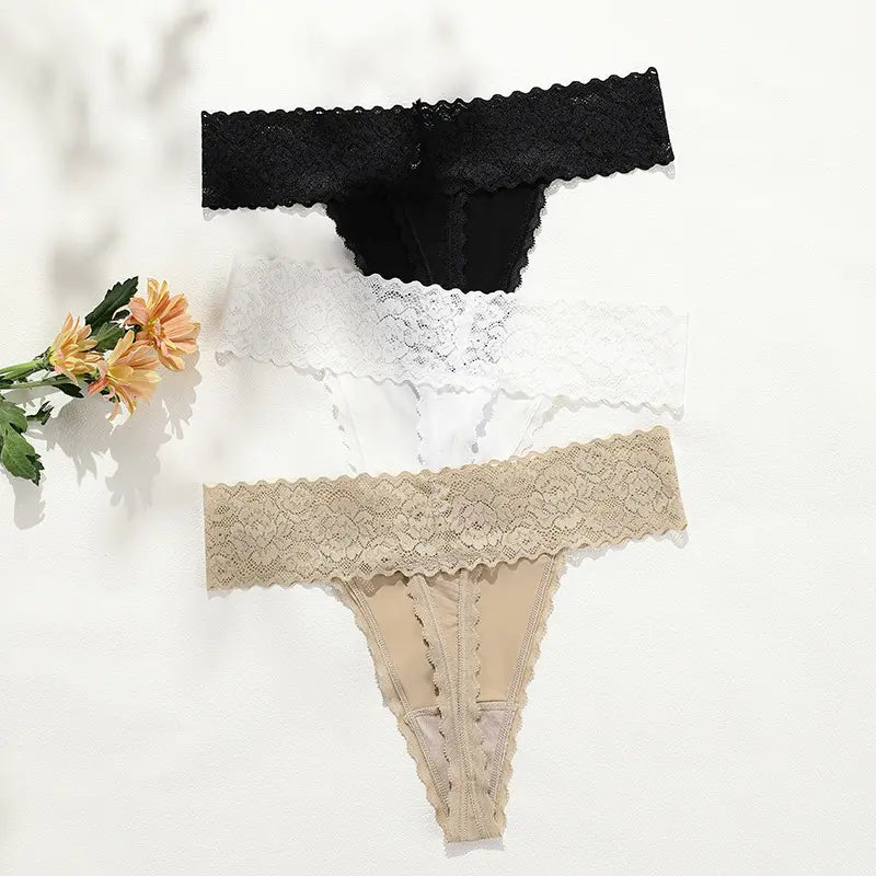 COTTON LACE PANTIES (3PC SET) by santrea lingerie vancouver
