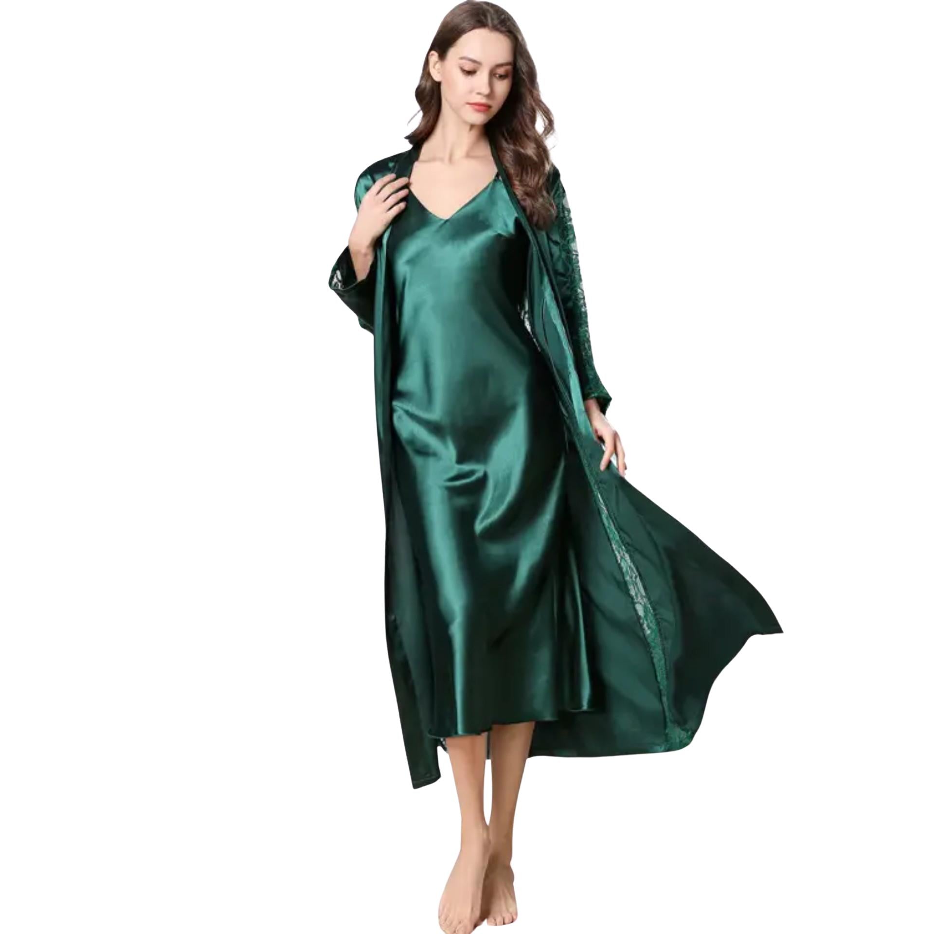 santrea silk SATIN LACE ROBE by santrea lingerie vancouver