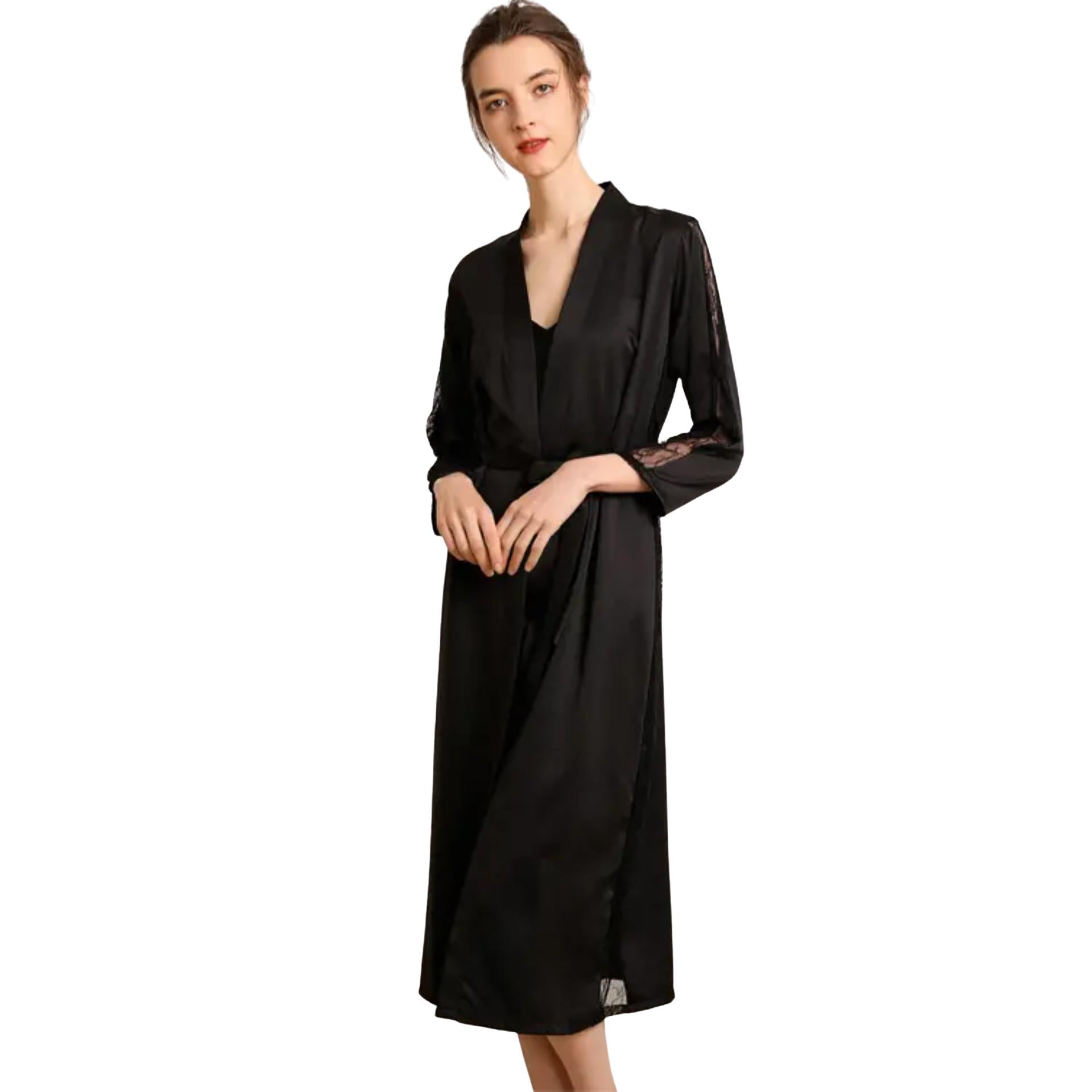 santrea silk SATIN LACE ROBE by santrea lingerie vancouver