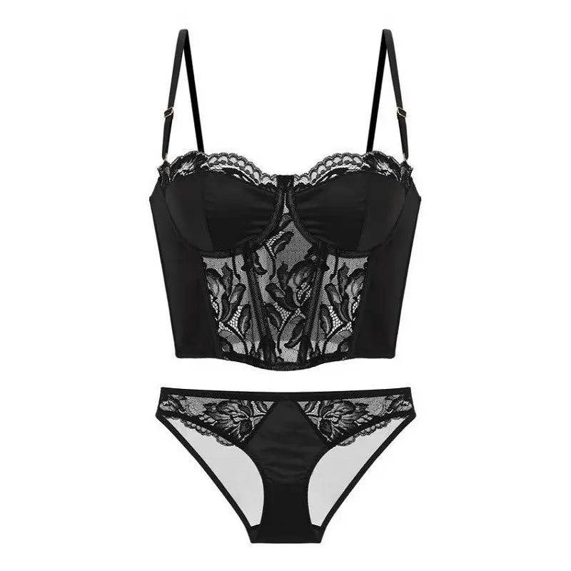 classicblack.wired lace corset by santrea lingerie vancouver