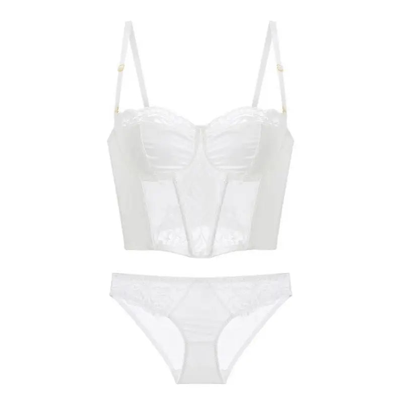 ivory white.wired lace corset by santrea lingerie vancouver