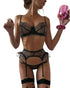 FLORAL SET WITH PEPLUM GARTER by santrea lingerie