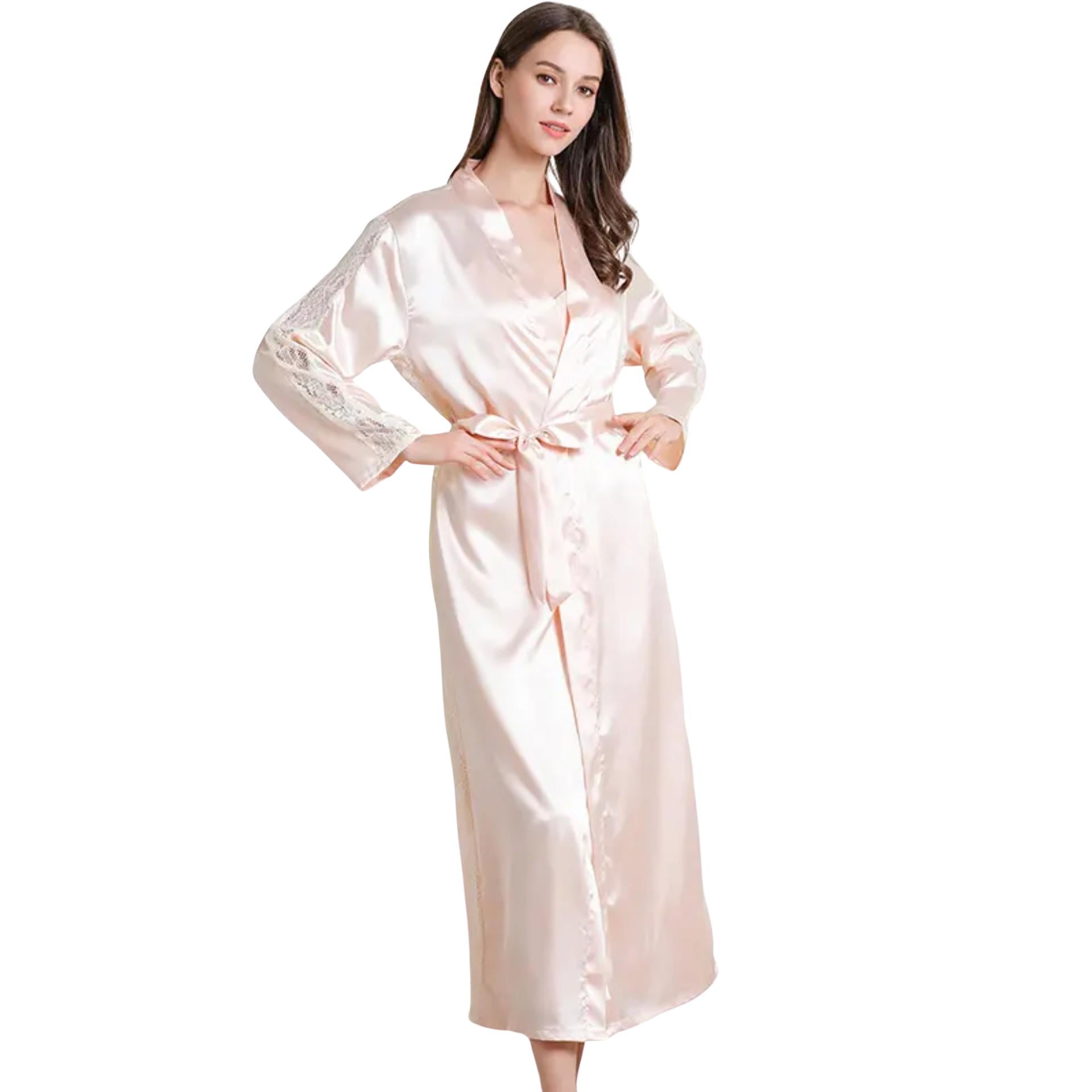 santrea silk SATIN LACE ROBE by santrea lingerie vancouver