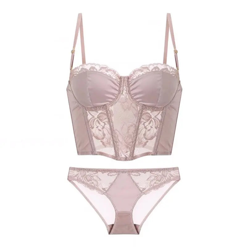 peony pink.wired lace corset by santrea lingerie vancouver
