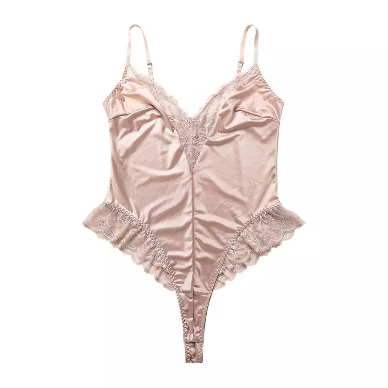 BODYSUIT WITH PEPLUM LACE by santrea lingerie.champagne.nude.sexy.sultry.vancouver.popular.toprated.mostwanted