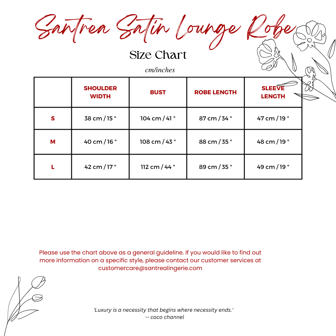 SANTREA SATIN LOUNGE ROBE by santrea lingerie vancouver
