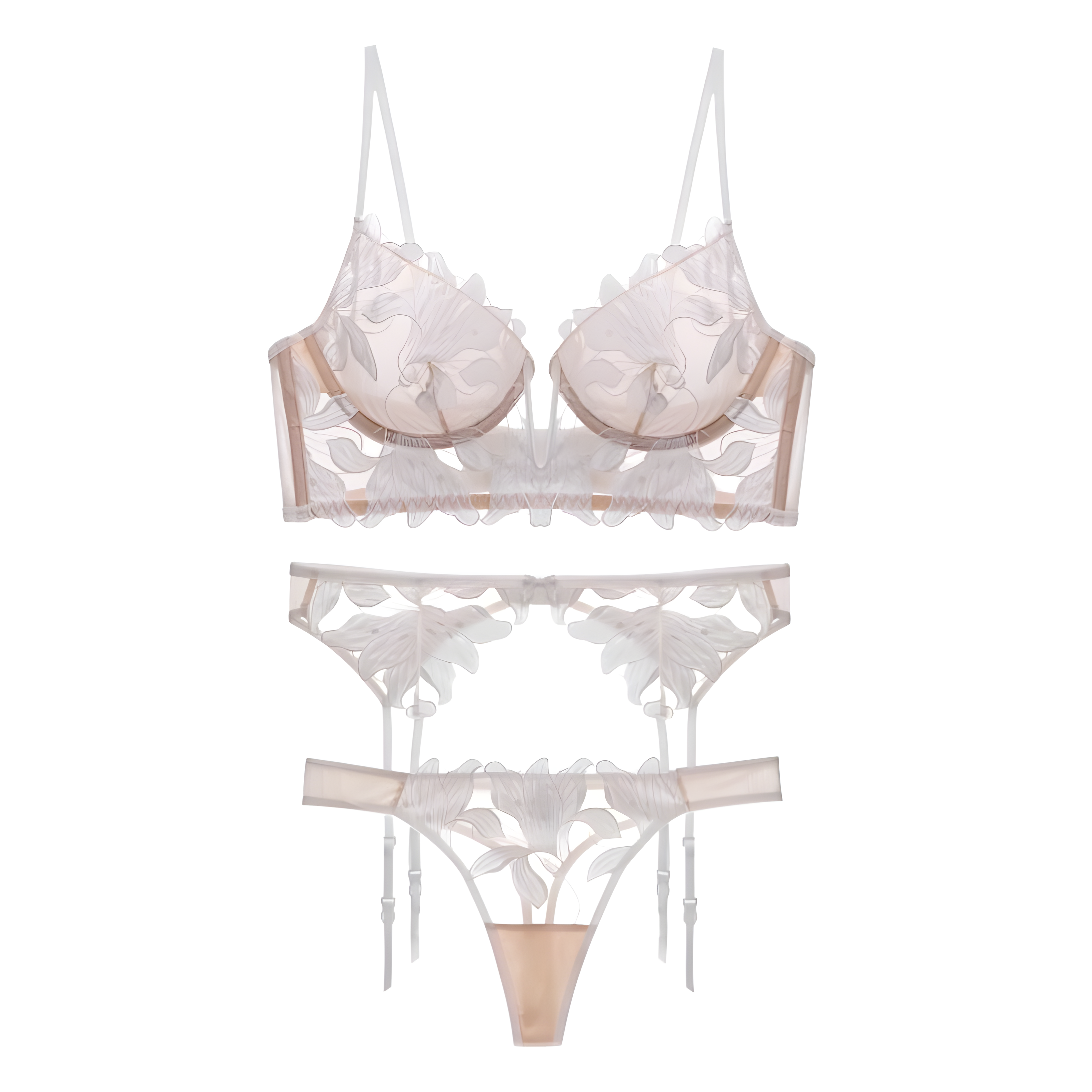 white.hudson.garter.set by valencia collection.santrea.lingerie.vancouver