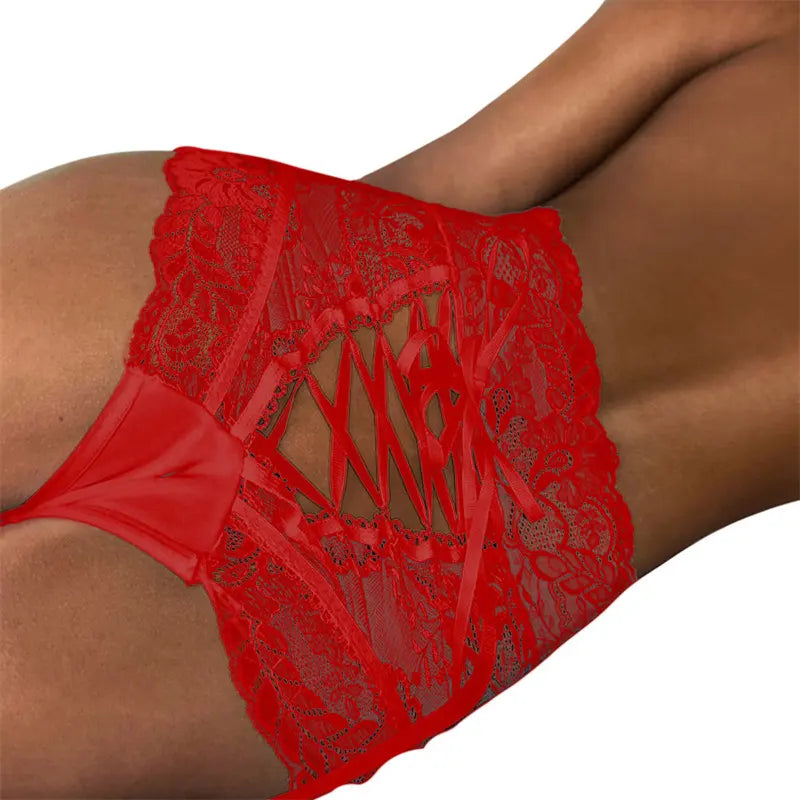 HIGH WAISTED LACE THONGS (3 PC SET)